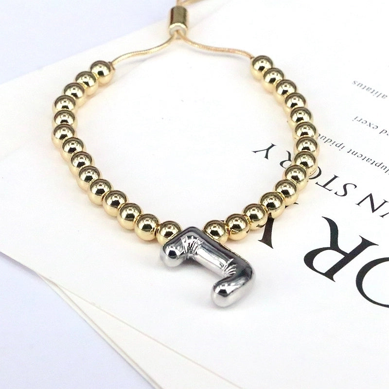 Copper Gold Plated Vintage Style Minimalist Plating Letter Bracelets