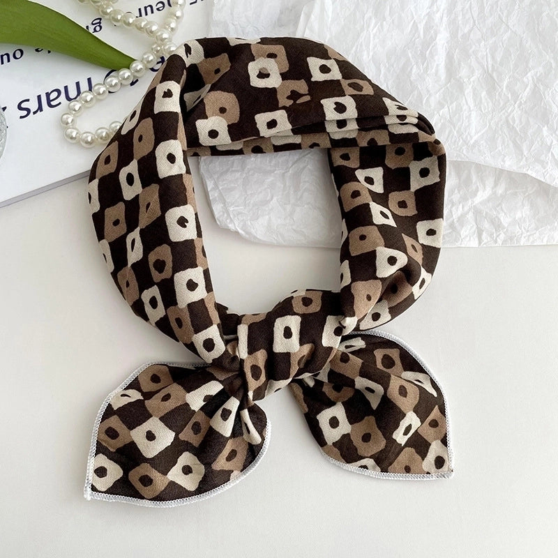Women's Sweet Minimalist Color Block Cotton And Linen Printing Scarf