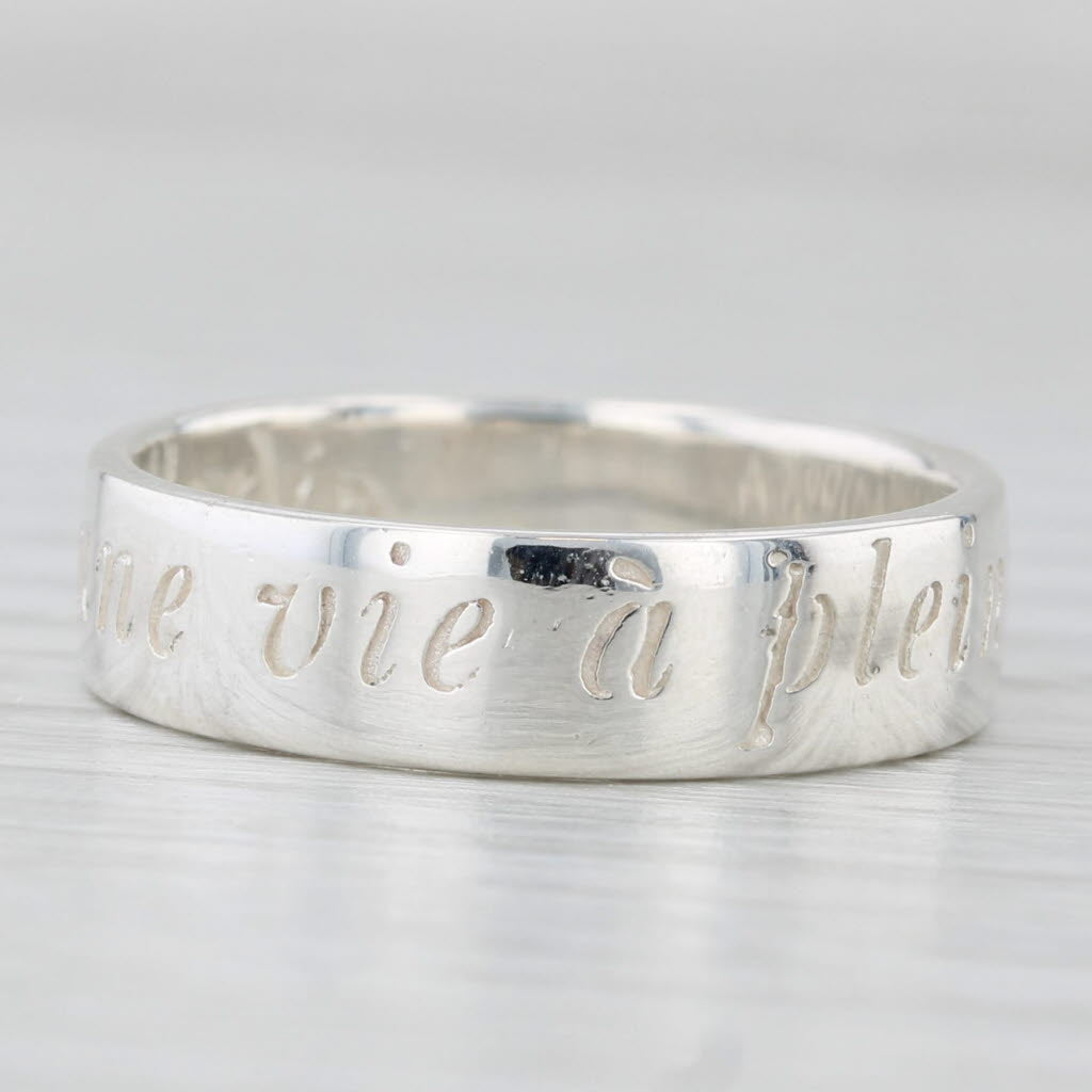 Une Vie a Plaein Bord Ring Sterling Silver Size 9 Band Stackable A Rodin