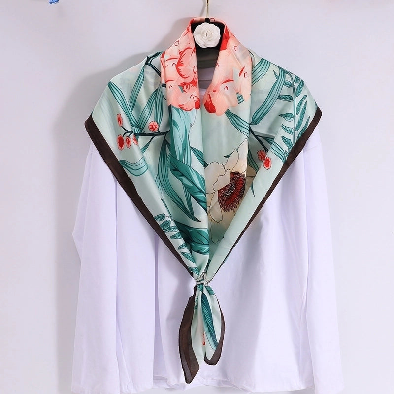 Women's Lady Flower Silk Satin Silk Scarf