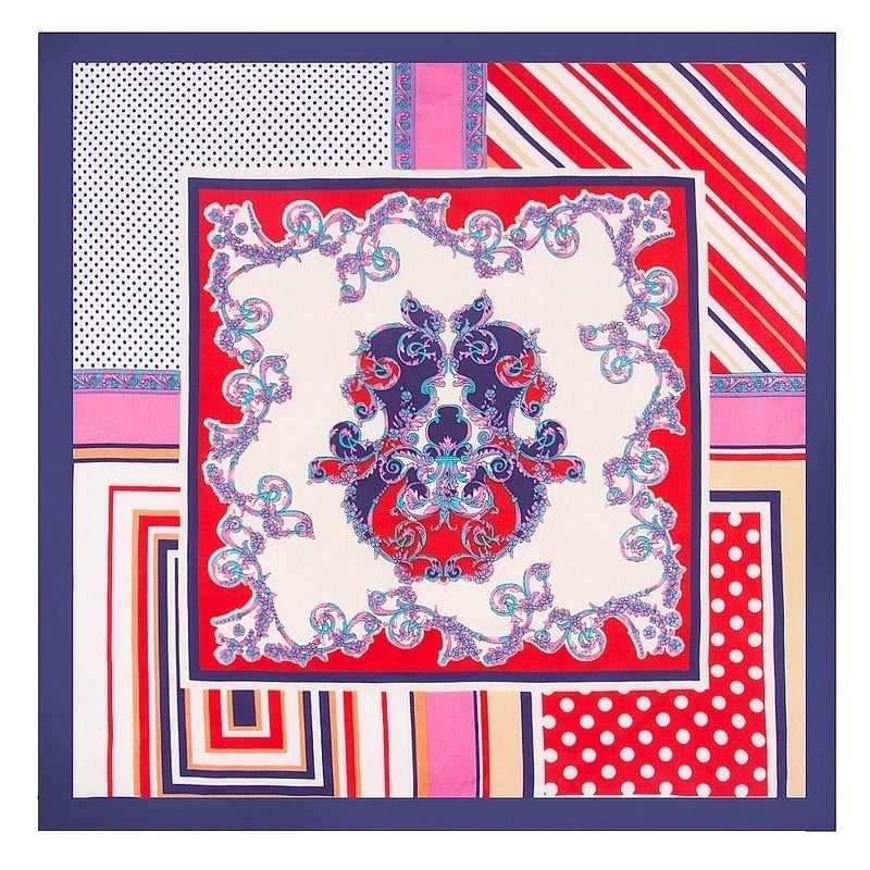 Ladies New 60cm Simulation Silk Twill Silk Carriage Flower Square Scarf