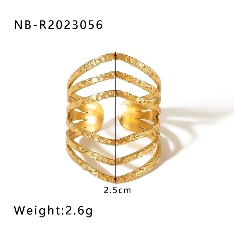 2 Pieces Stainless Steel 18K Gold Plated IG Style Basic Minimalist Plating Tree Symbol Lingge Open Rings