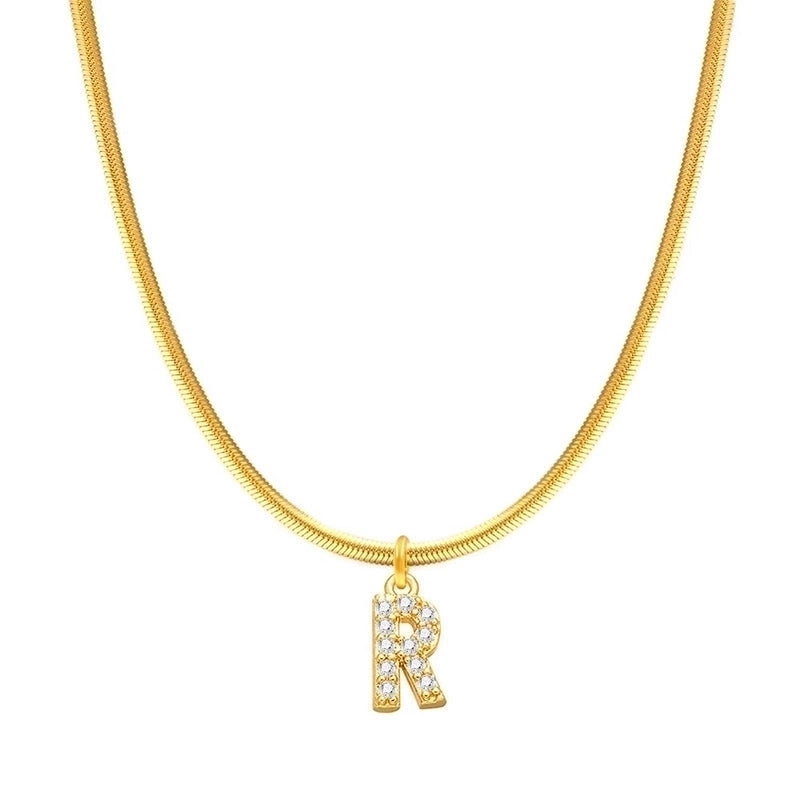 304 Stainless Steel Copper Retro Classic Style Inlay Letter Zircon Pendant Necklace