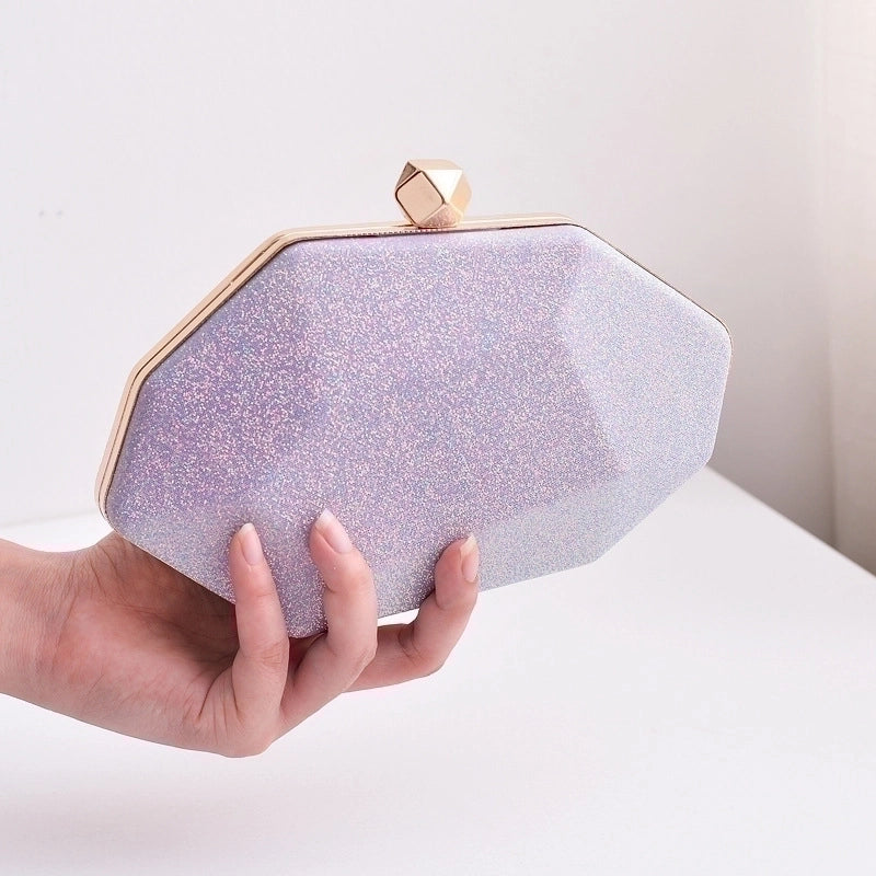 White Champagne Light Green Pu Leather Solid Color Square Evening Bags