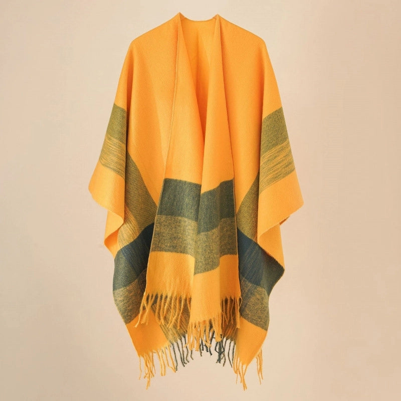Women's Casual Lattice Polyester Tassel Shawl