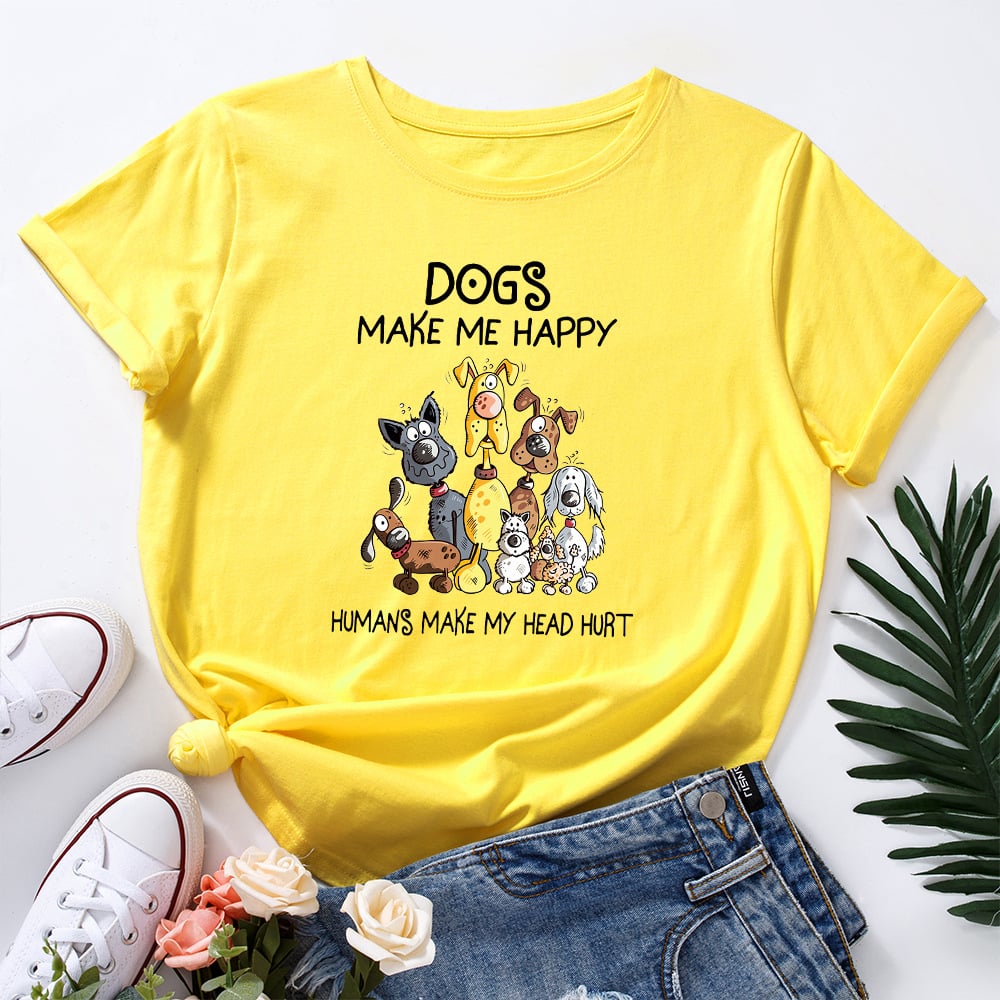 Dogs Make Me Happy T-shirt🔥(Buy 3PCS and Get 3rd for Free )🔥