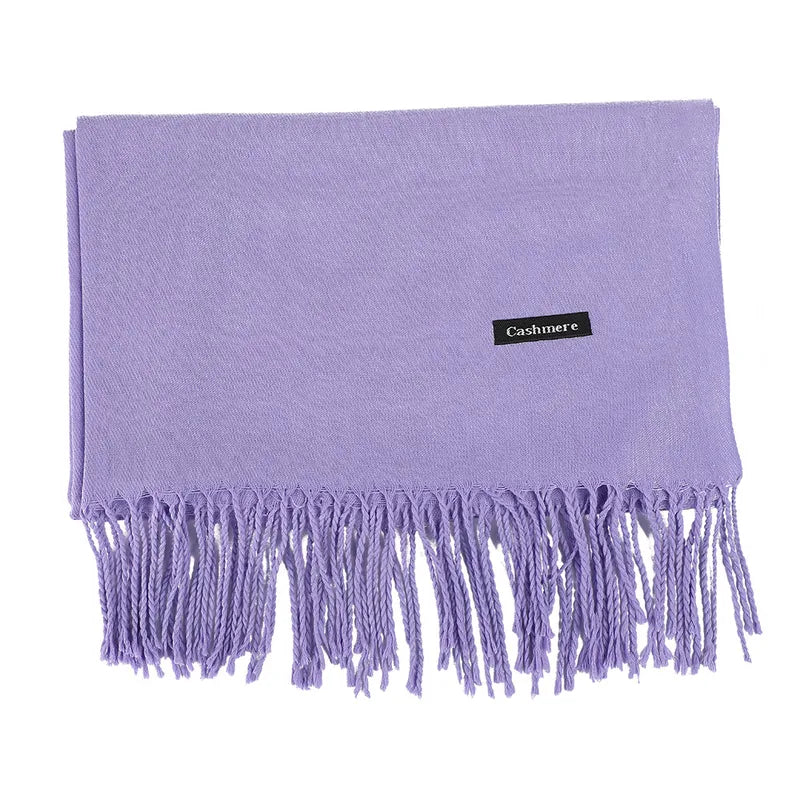 Solid Color Cashmere Tassel Scarf  Autumn And Winter Warm Scarf Simple Style Air Conditioning Shawl