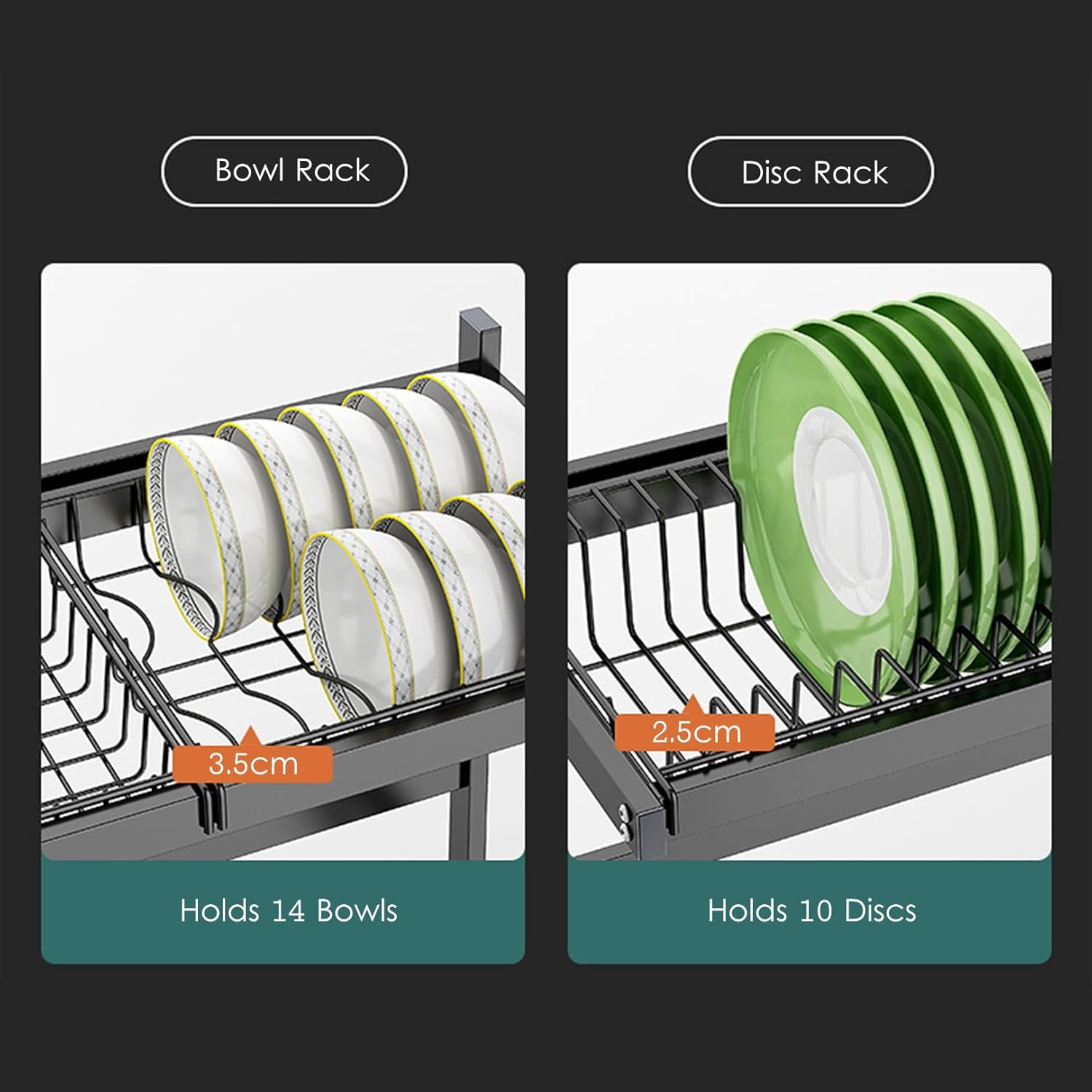 Kitchen Sink Rack- Double. Stainless Steel Over Sink Dish Drying Rack