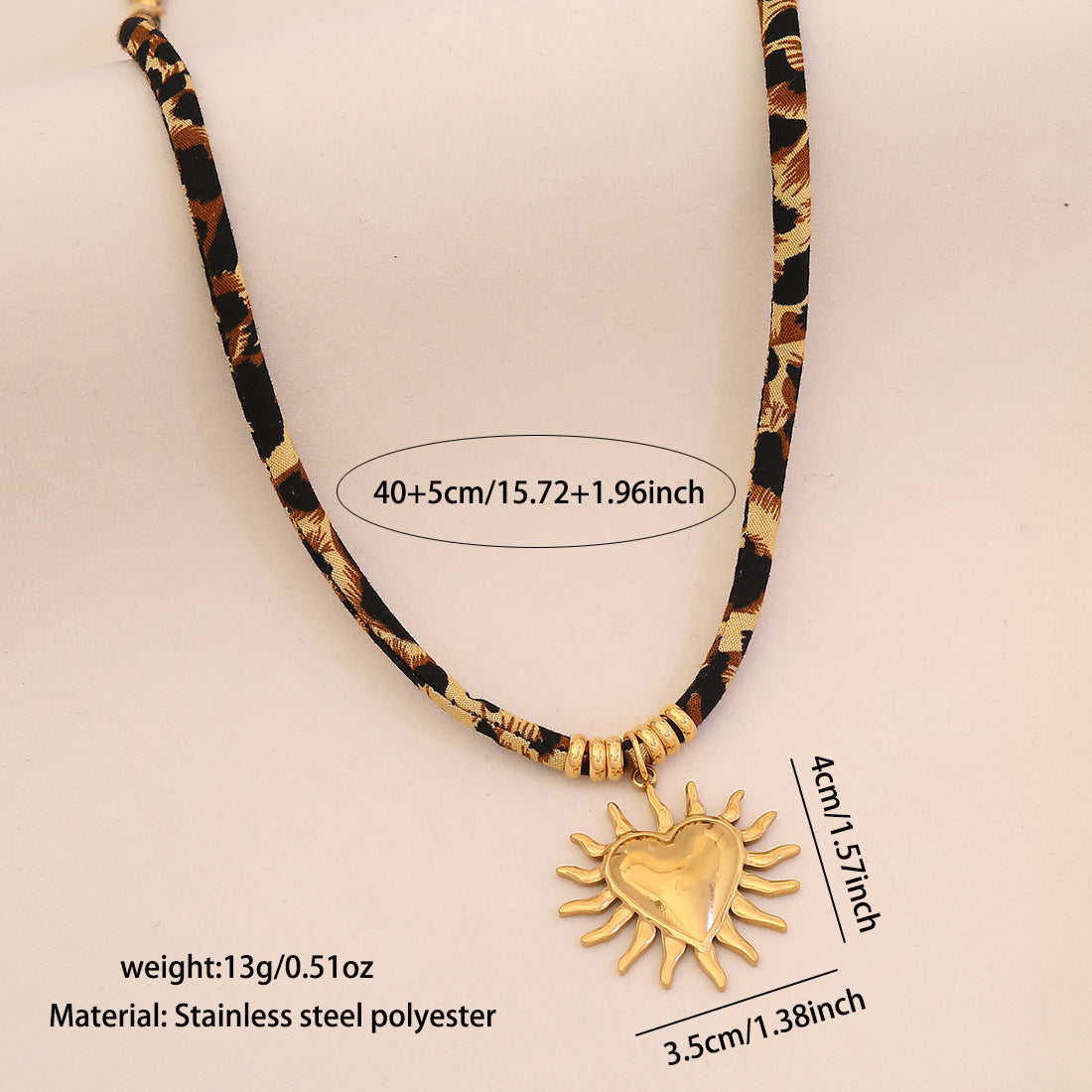 Leopard Braided Stainless Steel Necklace Love Sun Butterfly Pendant Necklace Exaggerated N1583