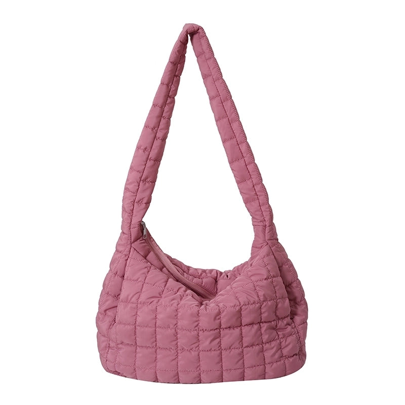 Women's Nylon Solid Color Basic Pillow Shape Zipper Shoulder Bag Crossbody Bag