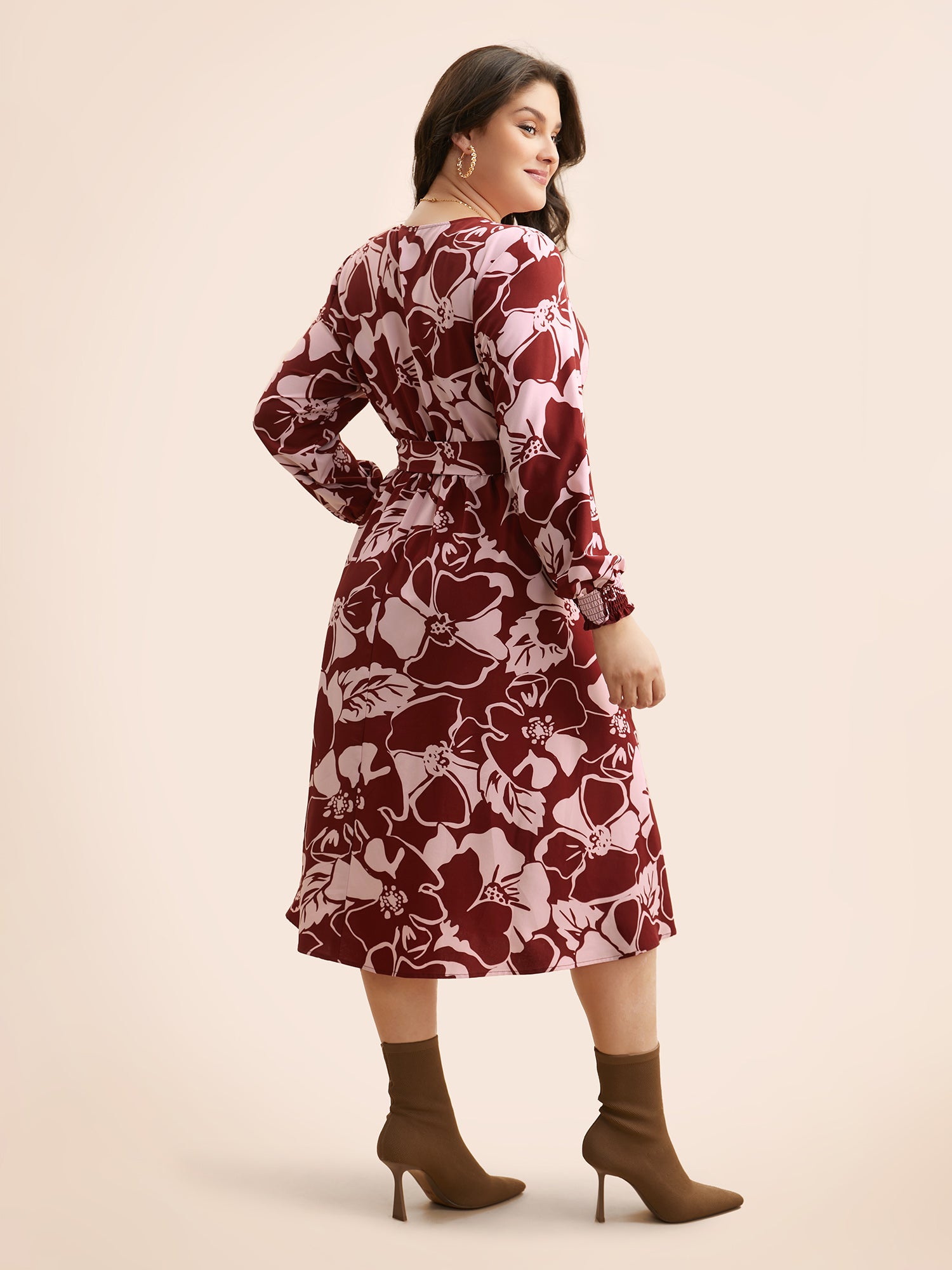 Floral Button Up Belted Dress