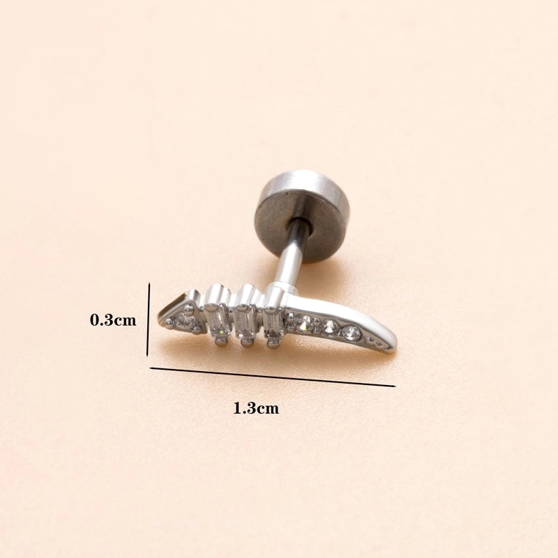 1 Piece Ear Cartilage Rings & Studs Minimalist Classic Style Heart Shape Snake Butterfly Copper Polishing Inlay Zircon 18K Gold Plated Ear Cartilage Rings & Studs