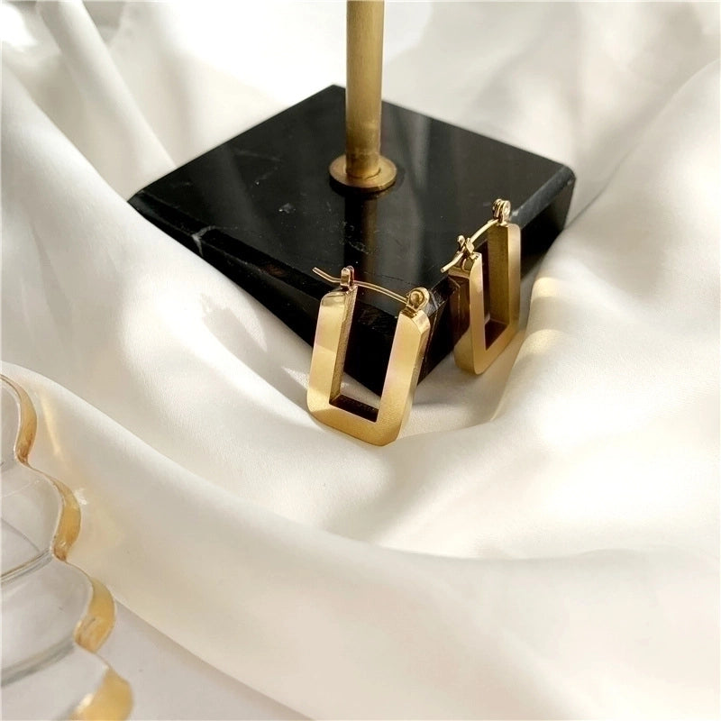 1 Pair Minimalist Solid Color Plating Stainless Steel Gold Plated Earrings