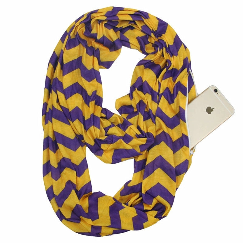 Pocket Scarf Scarf Women Fish Bone Zipper Storage Pocket Scarf Infinity Scarf