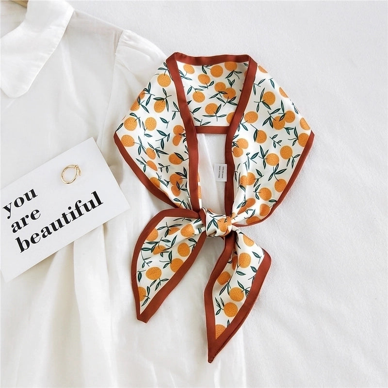 Fruit Printing Ribbon Silk Scarf