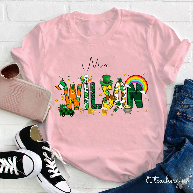 Personalized Name St Patrick's Day Teacher T-Shirt