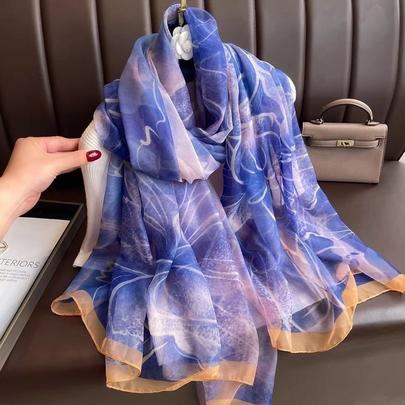 Women's Elegant Color Block Yourou Yarn Silk Scarf