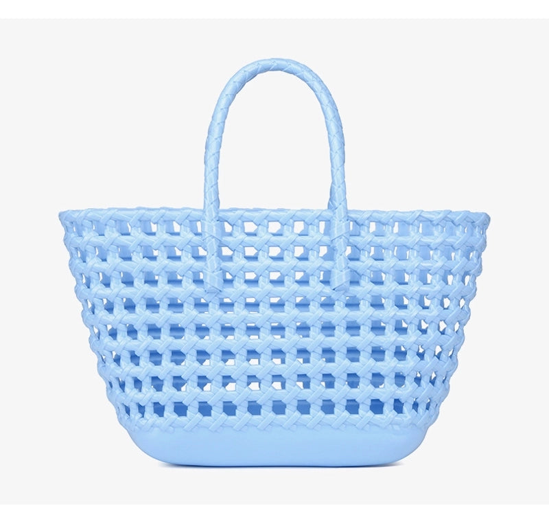 Women's Large PVC Solid Color Vacation Classic Style Bucket Open Handbag