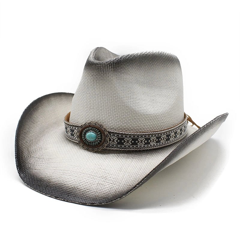 Unisex Retro Geometric Curved Eaves Straw Hat