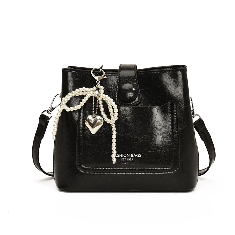 Women's Pu Leather Solid Color Bow Knot Streetwear Square Zipper Shoulder Bag Crossbody Bag
