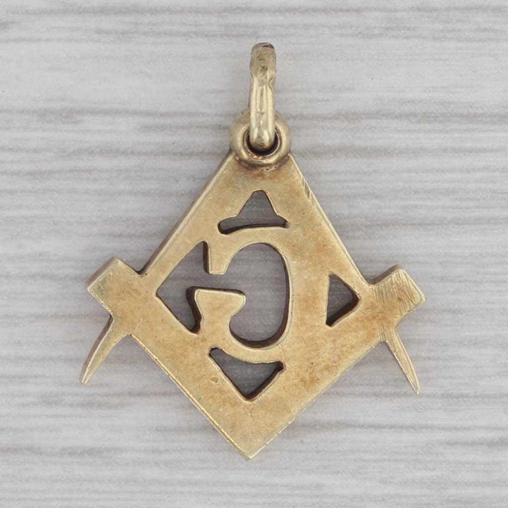 Antique Masonic Pendant Fob Square Compass Blue Lodge 14k Gold