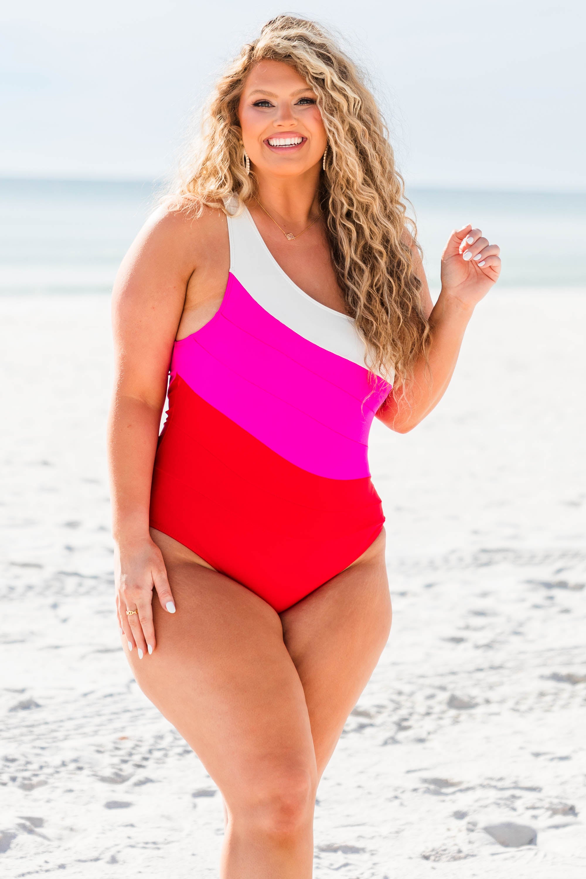 Lead Me To The Beach Swimsuit. Magenta/Red