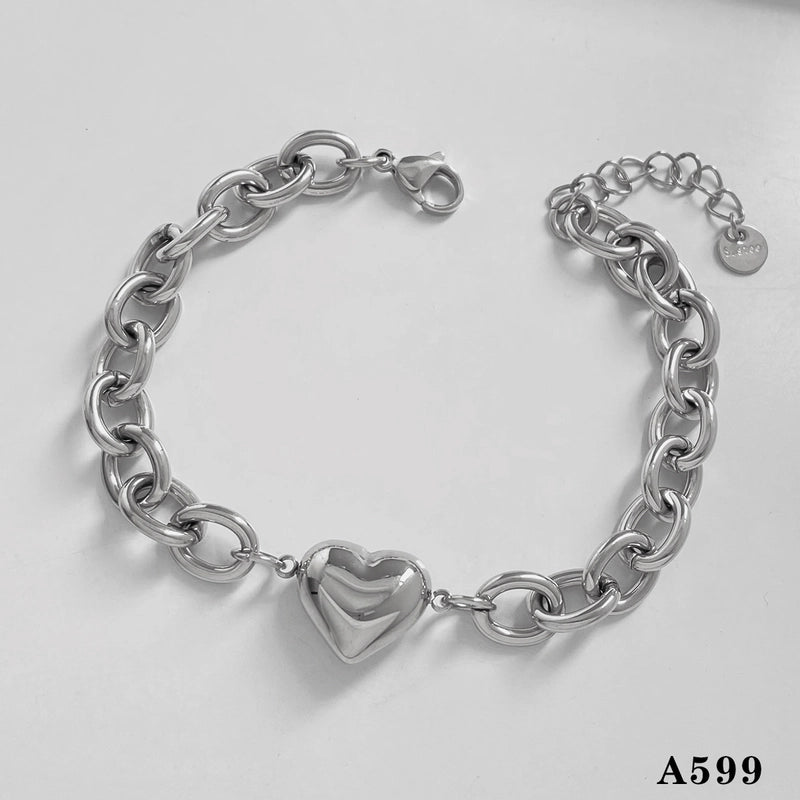 2 Pieces Casual Modern Style Geometric Heart Shape 304 Stainless Steel 16K Gold Plated White Gold Plated Gold Plated Zircon Bracelets In Bulk
