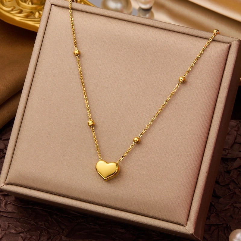 Elegant Minimalist Geometric Flower Bow Knot Titanium Steel Plating Pendant Necklace