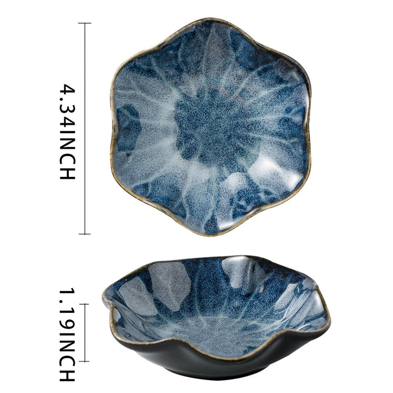 Jewelry Plate Tray Blue And Pink Storage Plate Household Snack Dish Taste Dish Ceramic Lotus Jewelry Plate