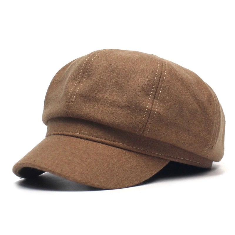 Solid Color Woolen Octagonal Cap Women's Hat Casual Cap Warm Fashion Beret Korean Fashion Cap