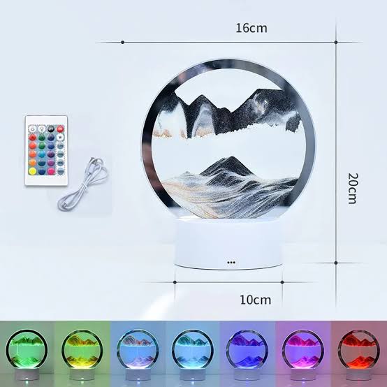 10cmx16x20cm ~ 3D LED desktop lamp flowing sand decor piece