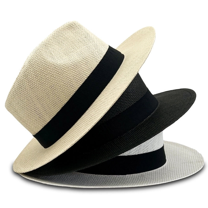 Unisex Minimalist Solid Color Wide Eaves Straw Hat