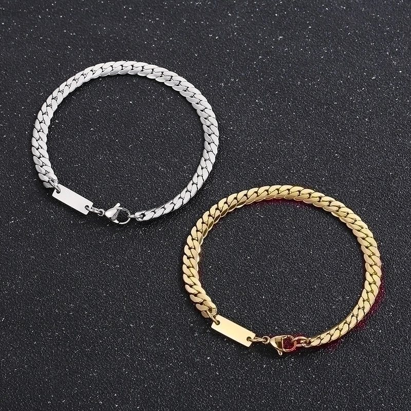 Jewelry Minimalist Geometric Stainless Steel 18K Gold Plated Bracelets Necklace