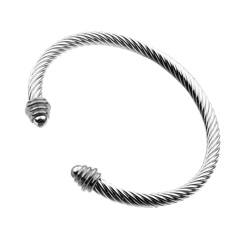 3 Pieces Fashion C Shape Titanium Steel Polishing Agate Bangle