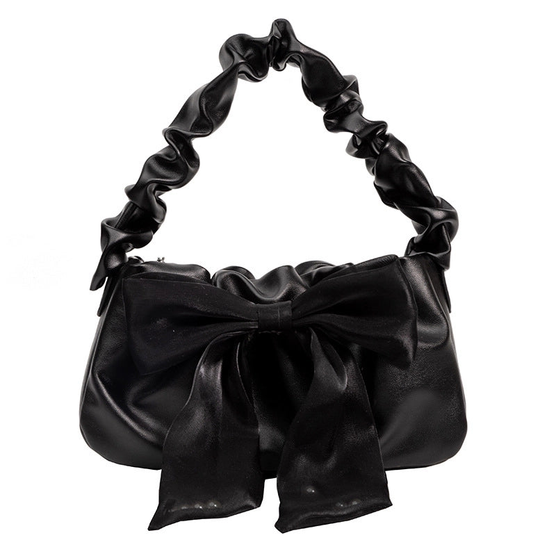 Women's Small Pu Leather Bow Knot Elegant Zipper Handbag