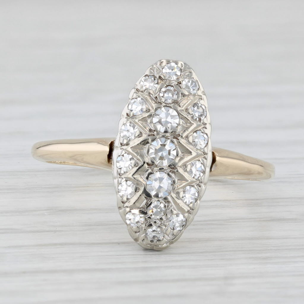 0.25ctw Diamond Ring 14k White Yellow Gold Vintage Size 9