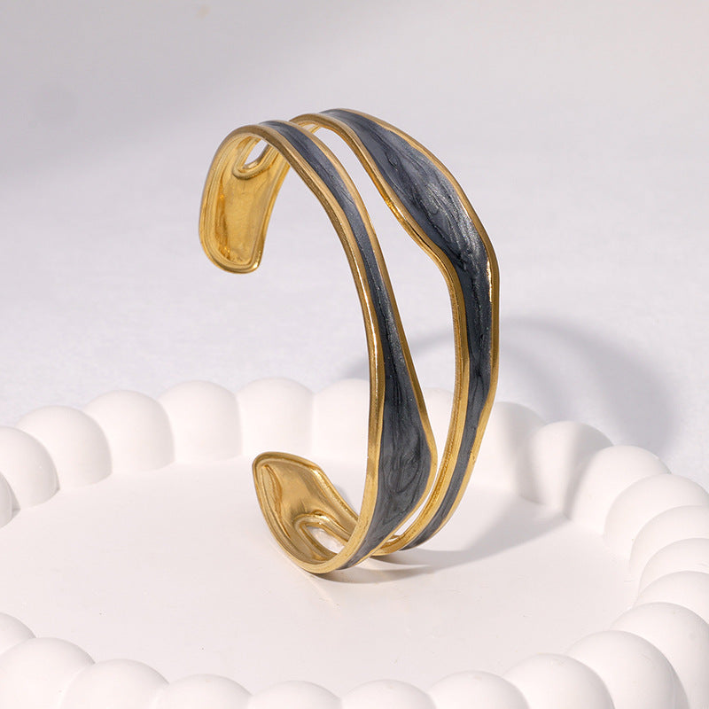 Ins Fashion Simple Oil Drop Irregular Bracelet Gold-Plated Design Stainless Steel Bracelet Female