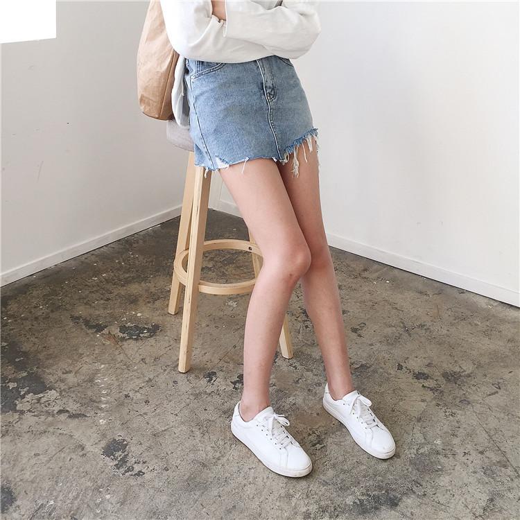 Asymmetrical Distressed Jean Skirt