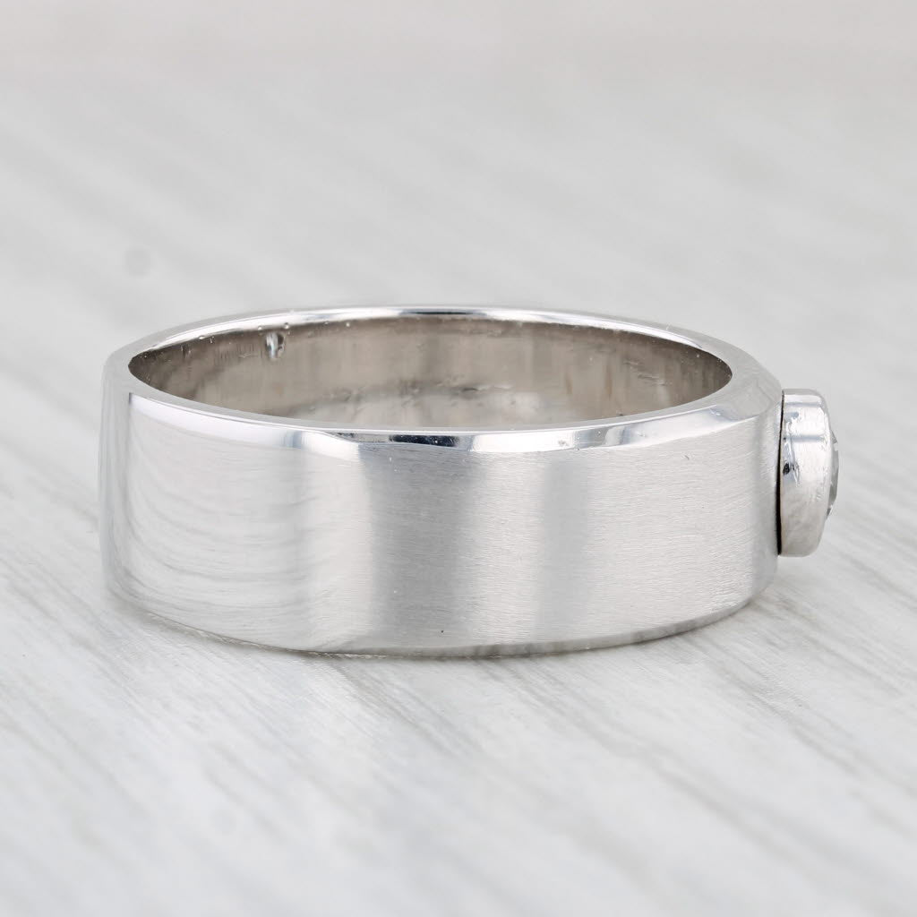 Men's 0.51ct Diamond Wedding Ring 14k White Gold Size 12 Brushed