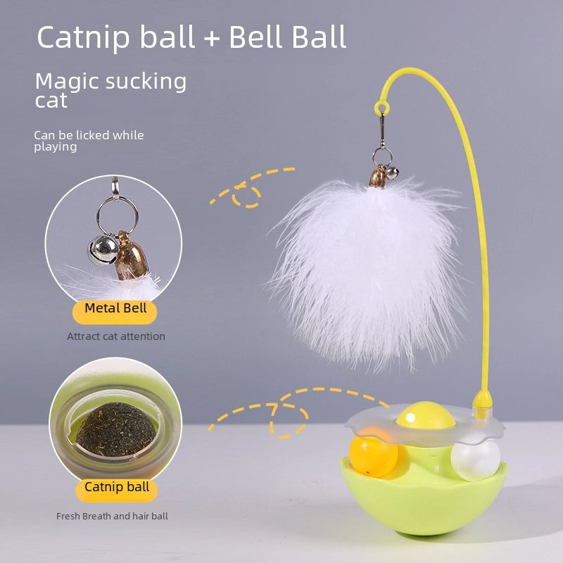 Original Tumbler Cat Toy Self-Hi Removable Funny Cat Stick Feather Bell Catnip Ball Pet Supplies
