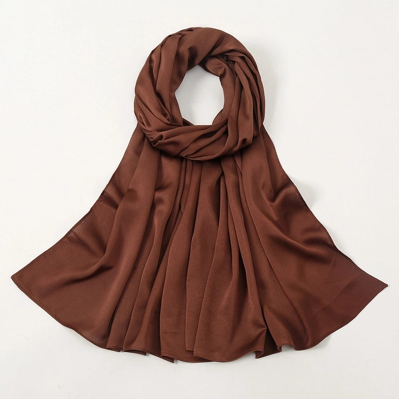 Women's Fashion Solid Color Satin Patchwork Cotton Linen Scarves
