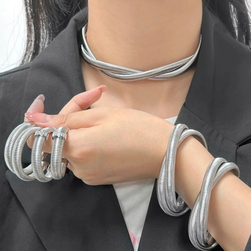Hip-Hop Minimalist Commute Geometric 304 Stainless Steel 316 Stainless Steel  Zircon 18K Gold Plated Inlay Bracelets Earrings Necklace