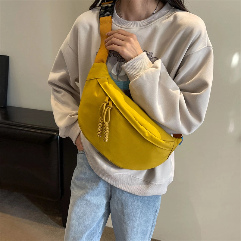 Women's Preppy Style Streetwear Sports Solid Color Canvas Waist Bags
