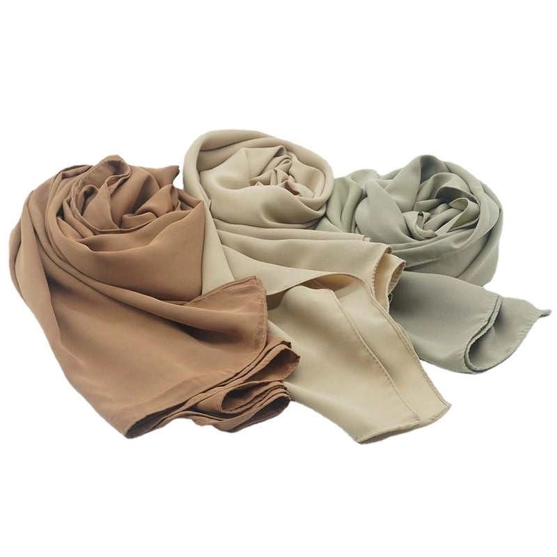 High Quality Satin Chiffon Drape Long Scarf Ladies Pleated Scarf
