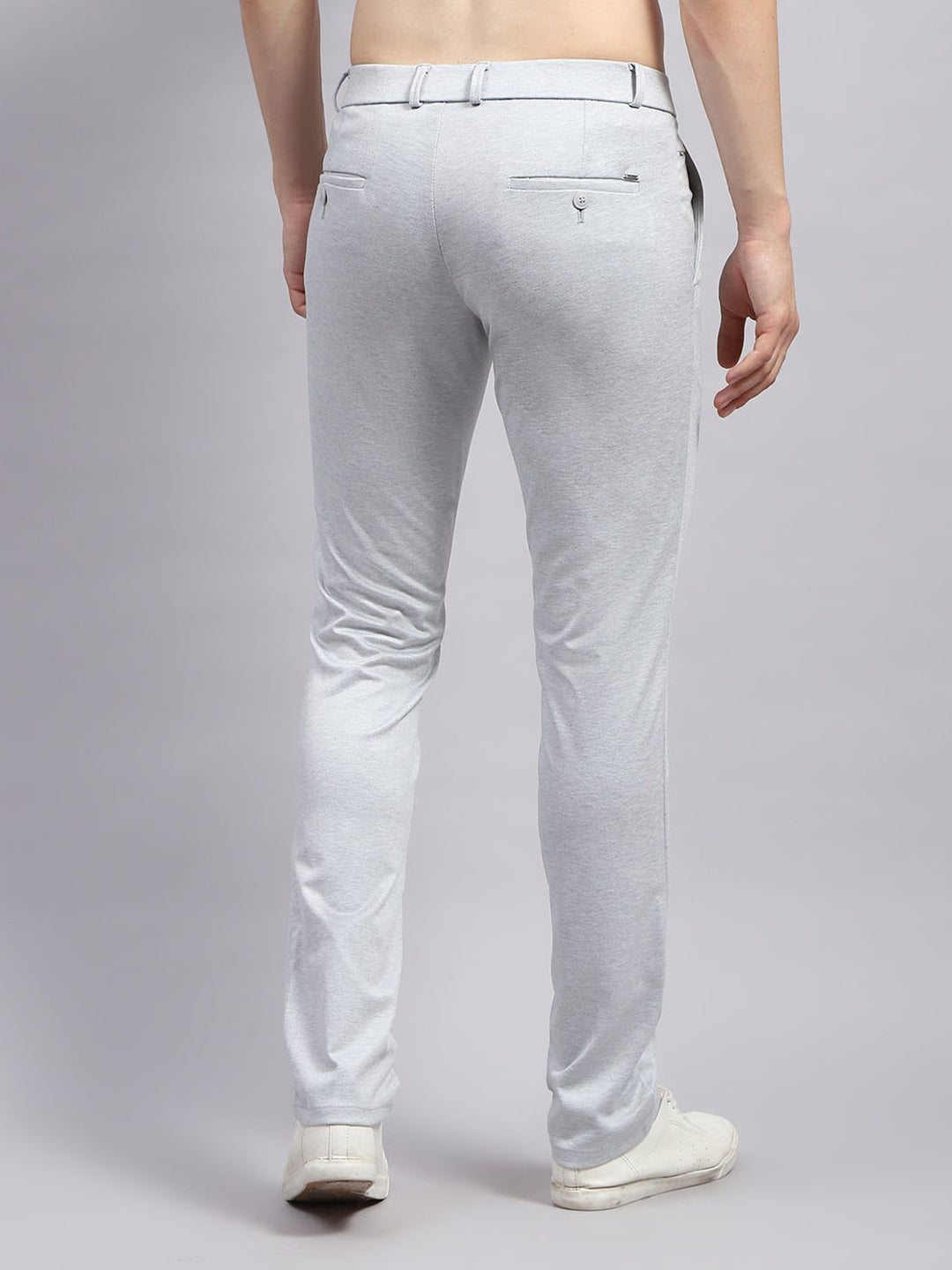 Men Grey Solid Regular Fit Trouser