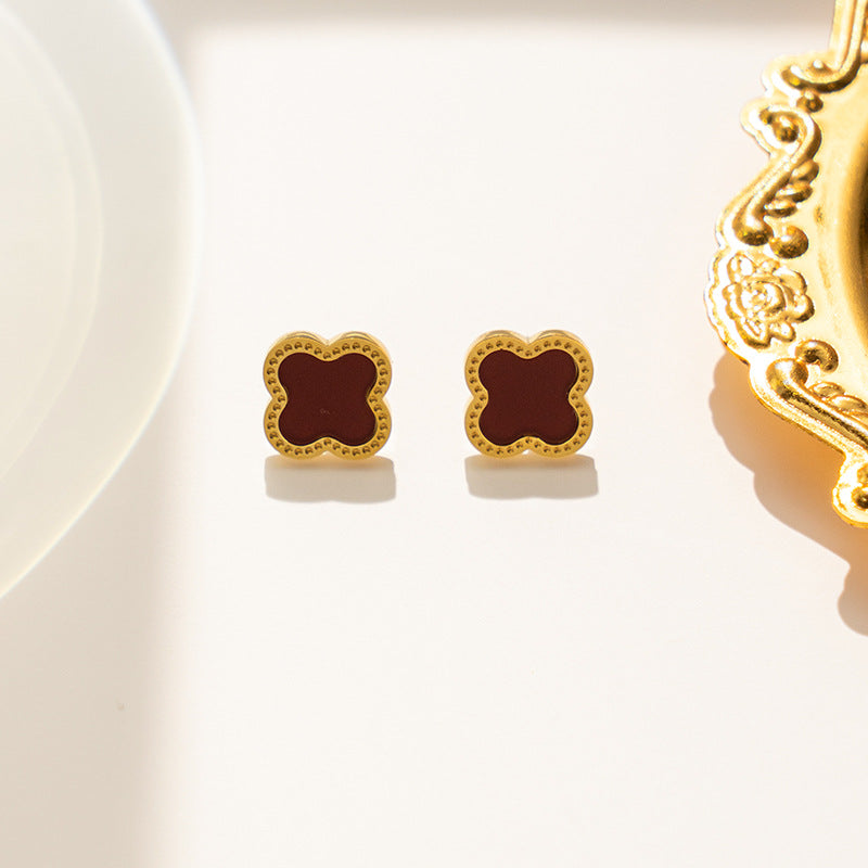 Quadrilateral Geometric Stainless Steel 18K Gold Plated Stud Earrings