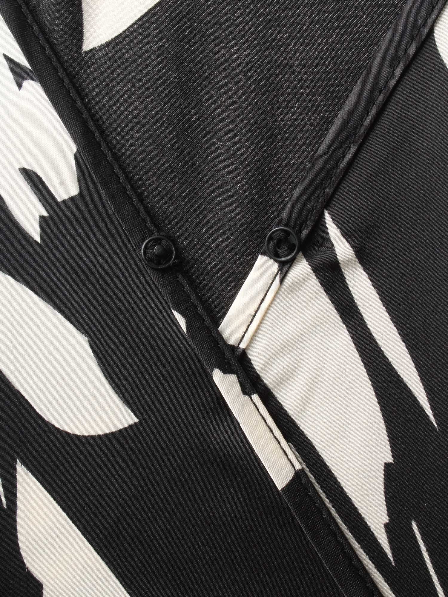 Overlap Collar Silhouette Floral Print Gathered Dress