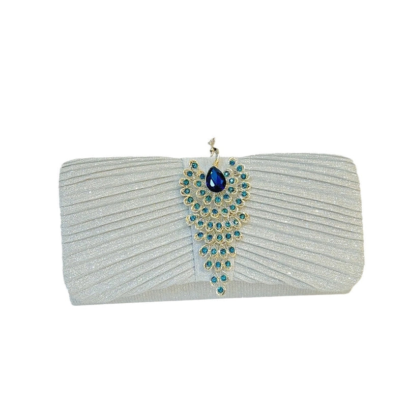 Gold Champagne Purple Polyester Solid Color Square Evening Bags