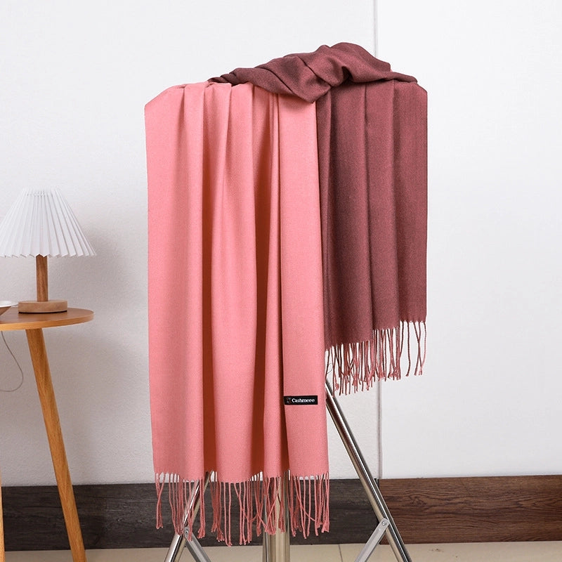 Double-sided Scarf Women's Winter Tassel Cashmere Scarf Autumn And Winter Version New Wool Men's Scarf