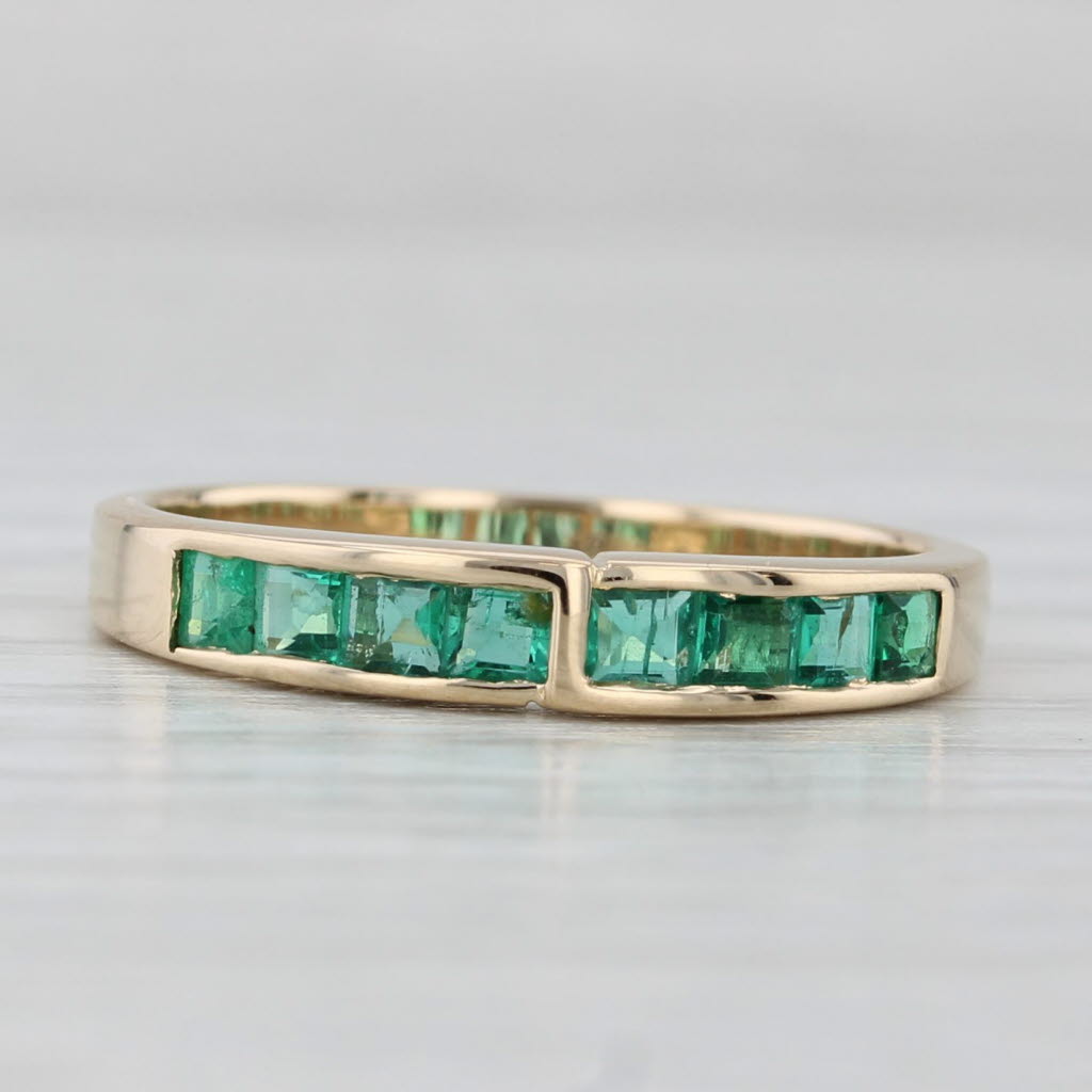 0.56ctw Emerald Stackable Ring 18k Yellow Gold Size 6.75 Wedding Band